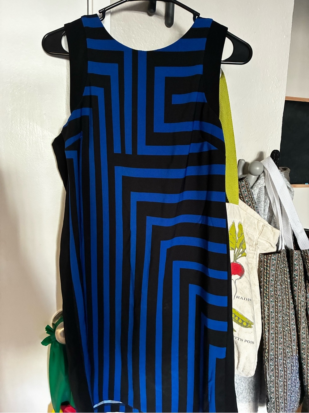 Mossimo Supply Co. Black and Cobalt Blue Geometric Sheath Dress